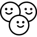 Ikon av tre smilefjes