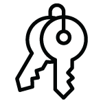 Eierskifte ikon med to nøkler