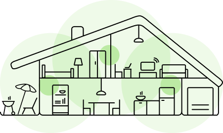 Illustrasjon av hus med WiFi