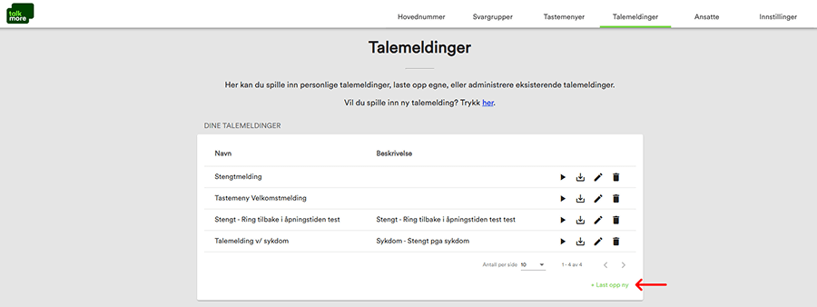 Talemelding skjermbilde