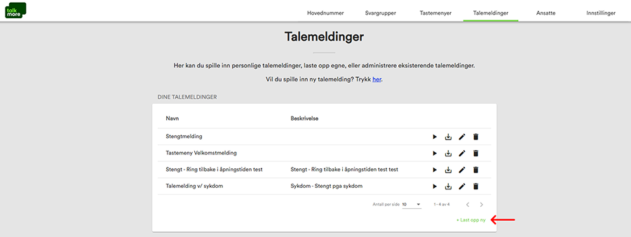 Talemelding skjermbilde