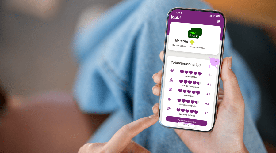 Skjermbilde av jobbi.no tilbakemeldinger