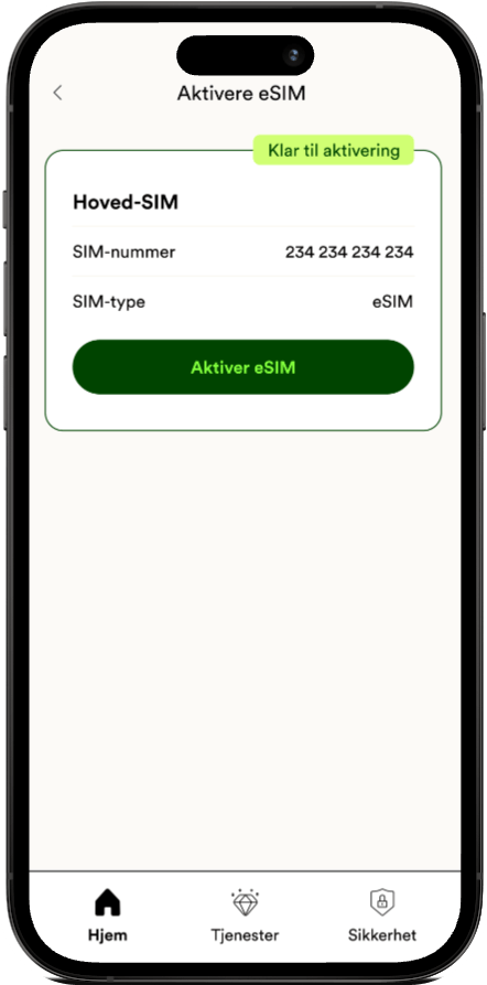 eSIM aktivering i Talkmore-appen, steg 1