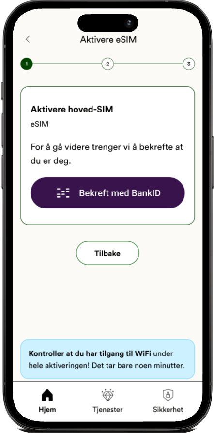eSIM aktivering i Talkmore-appen, steg 2