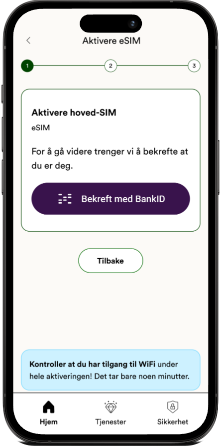 eSIM aktivering i Talkmore-appen, steg 2