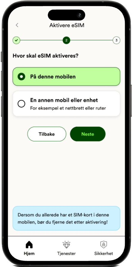 eSIM aktivering i Talkmore-appen, steg 3