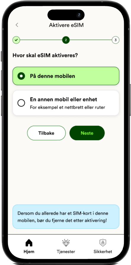 eSIM aktivering i Talkmore-appen, steg 3