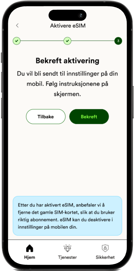 eSIM aktivering i Talkmore-appen, steg 4
