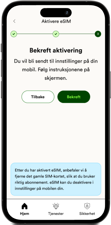 eSIM aktivering i Talkmore-appen, steg 4