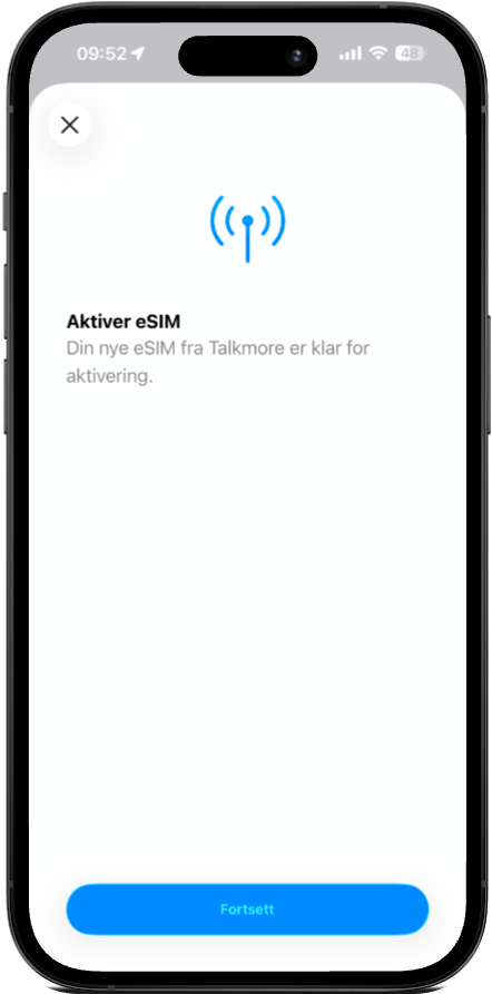 eSIM aktivering fullført