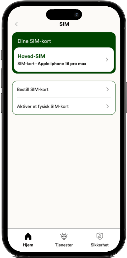 SIM-kort aktivering i Talkmore-appen, steg 1