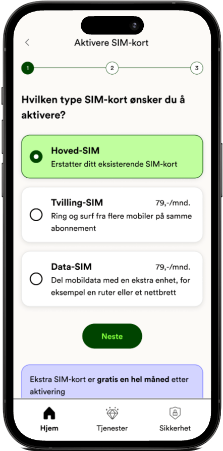 SIM-kort aktivering i Talkmore-appen, steg 2