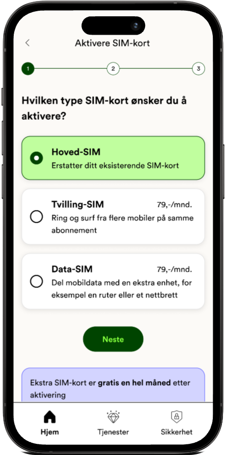 SIM-kort aktivering i Talkmore-appen, steg 2