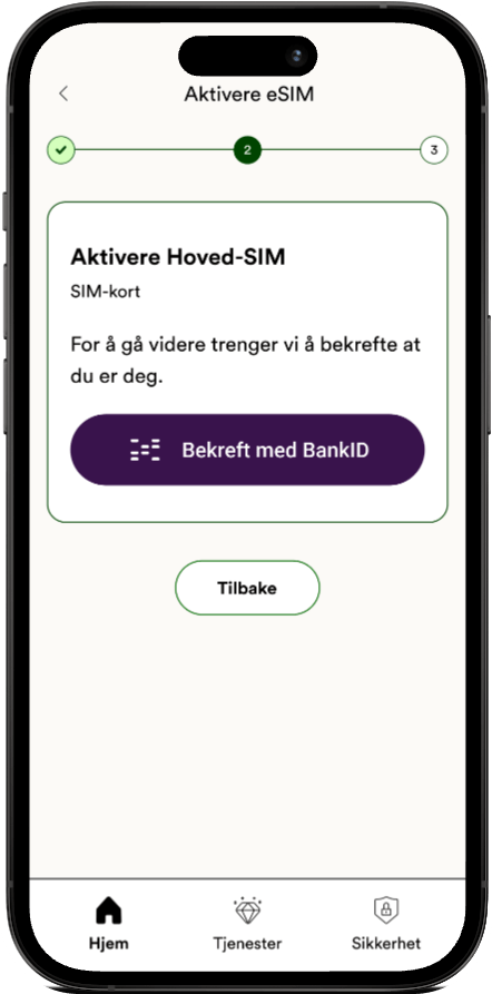 SIM-kort aktivering i Talkmore-appen, steg 3