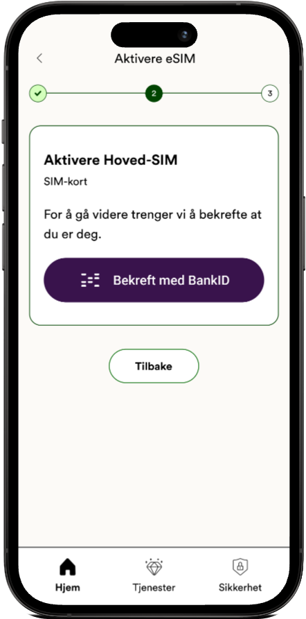 SIM-kort aktivering i Talkmore-appen, steg 3