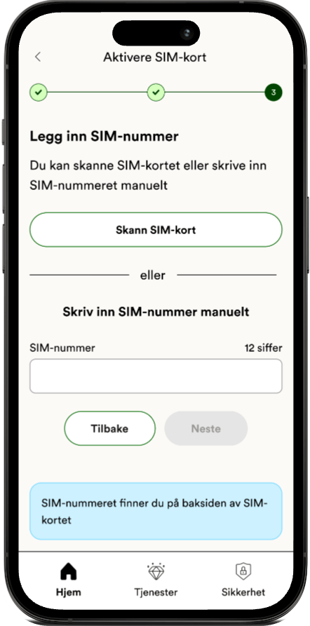 SIM-kort aktivering i Talkmore-appen, steg 4