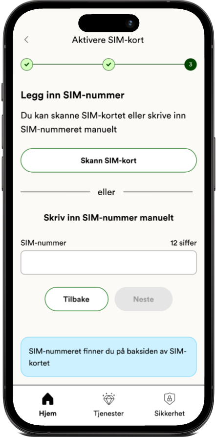 SIM-kort aktivering i Talkmore-appen, steg 4