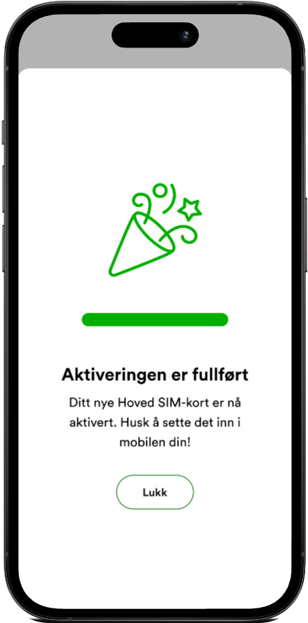 Fullført SIM-kort aktivering