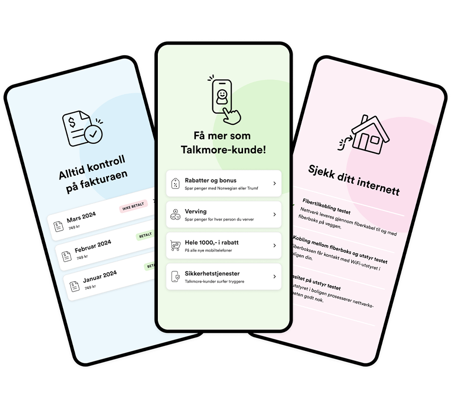 Skjermbilde fra Talkmore-appen
