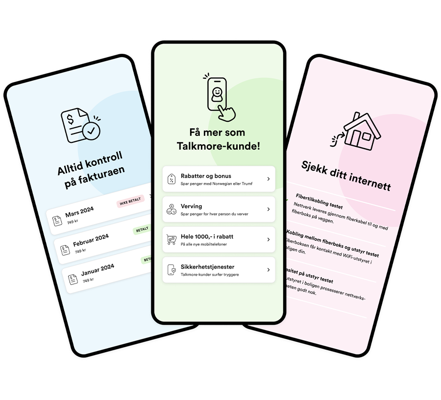 Skjermbilde fra Talkmore-appen