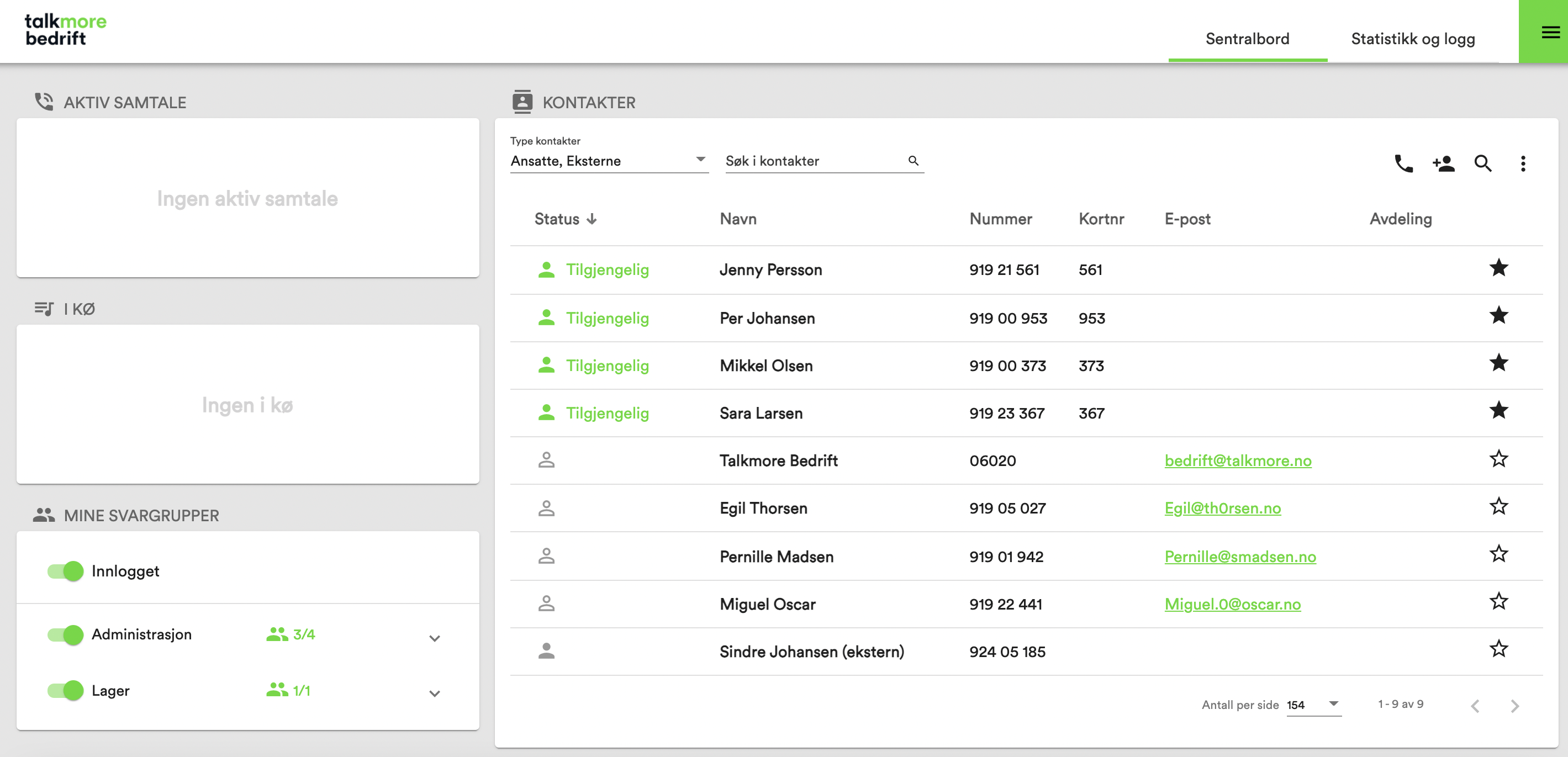 Skjermbilde av bedriftsnett på PC
