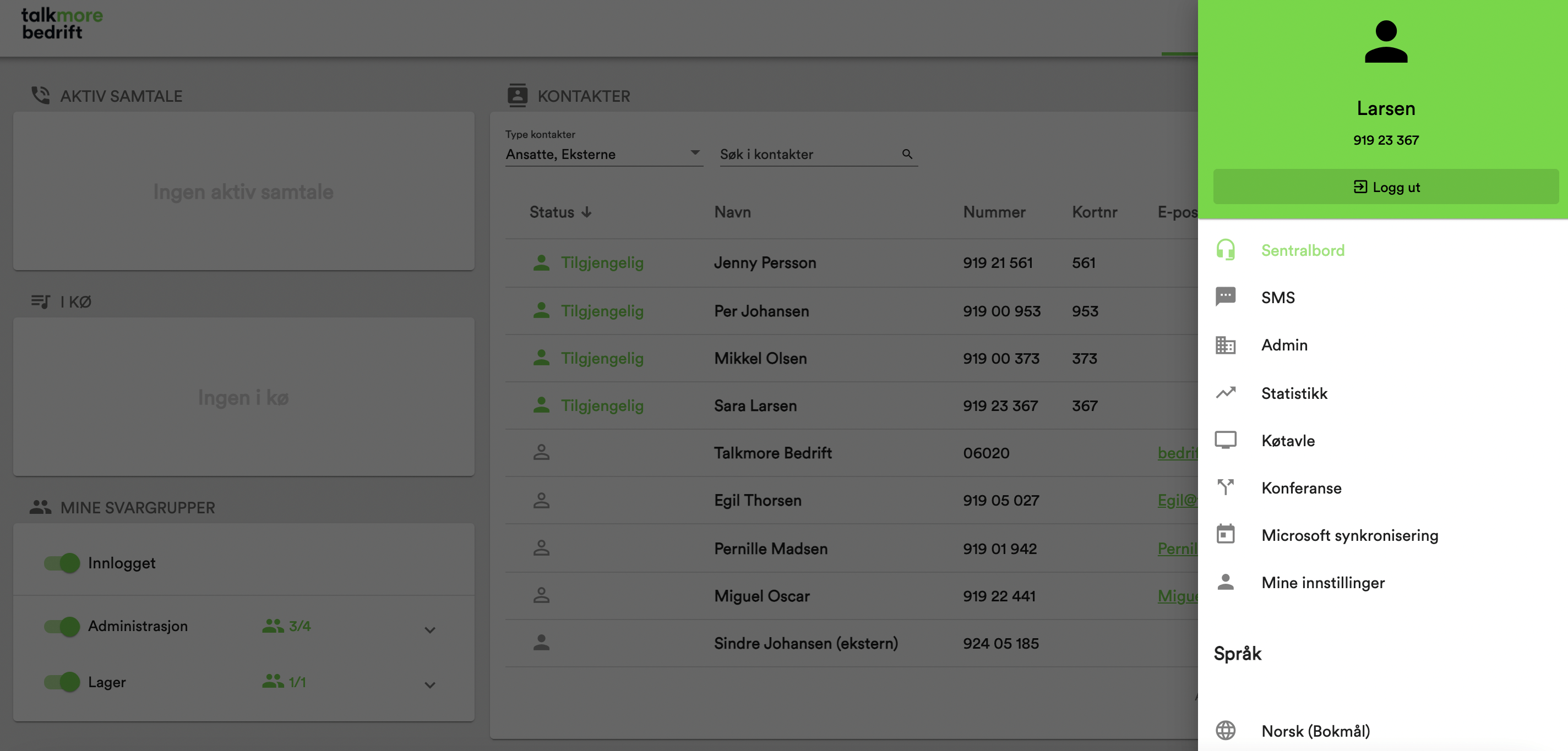 Skjermbilde av bedriftsnett på PC