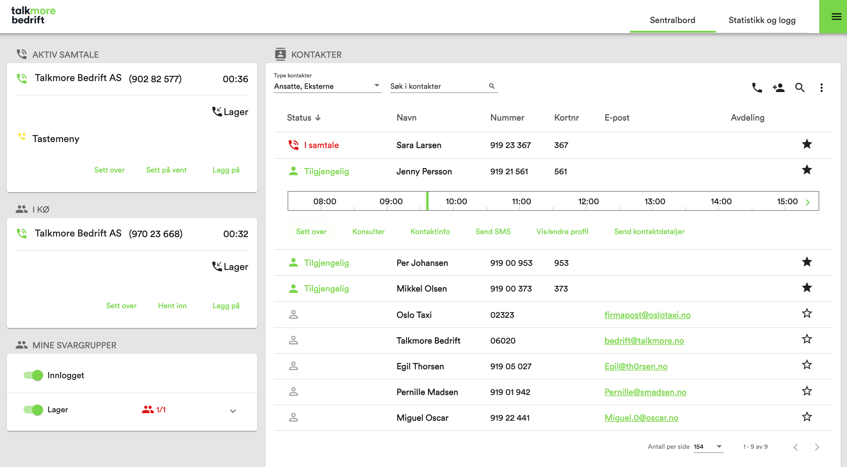 Skjermbilde av bedriftsnett på PC