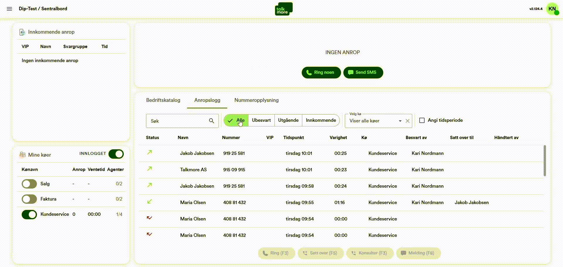 Gif av web-basert sentralbord