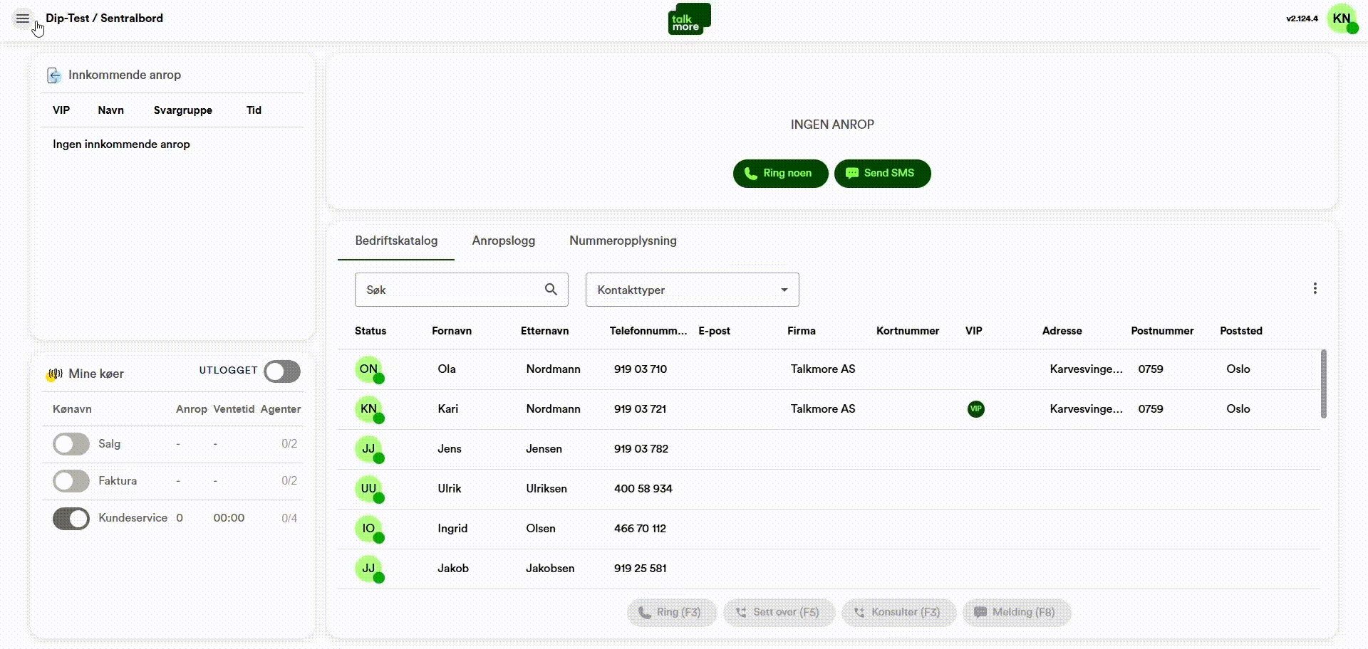 Gif av web-basert sentralbord