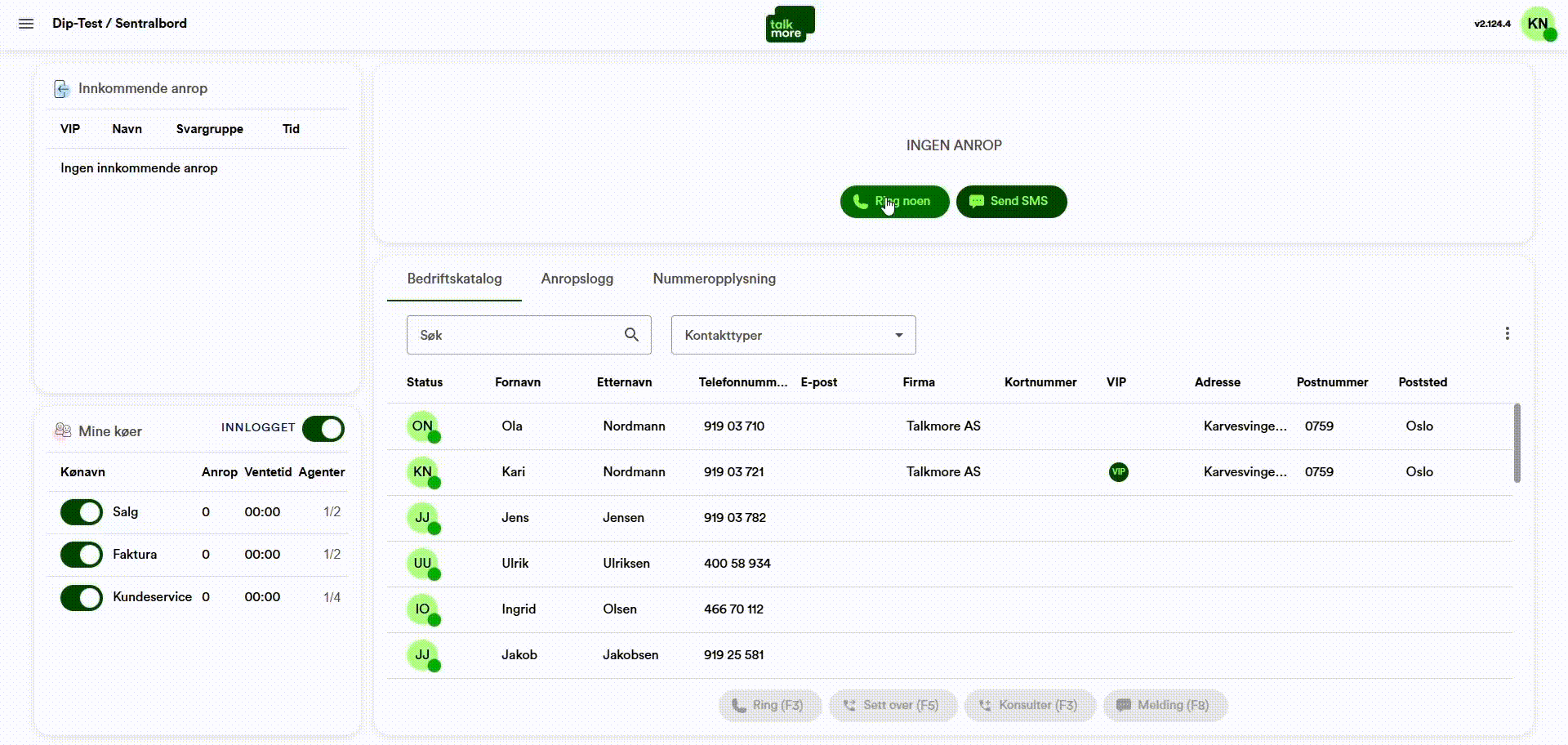Gif av web-basert sentralbord
