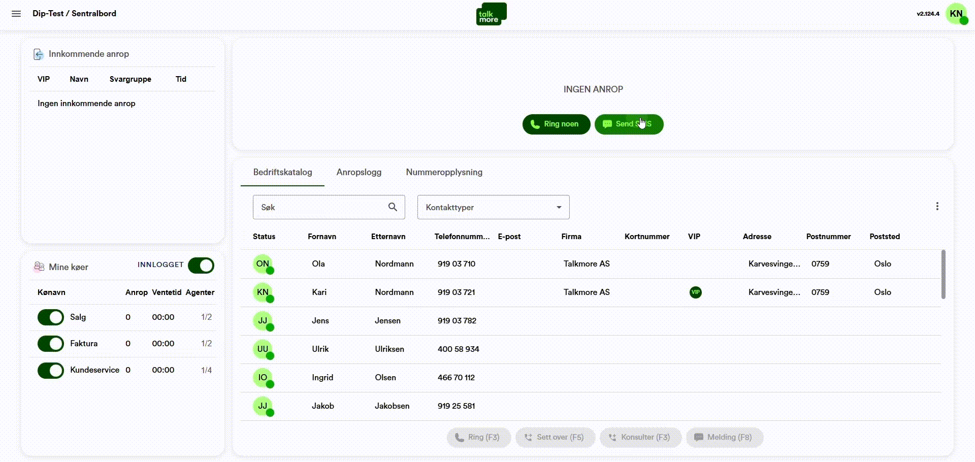 Gif av web-basert sentralbord