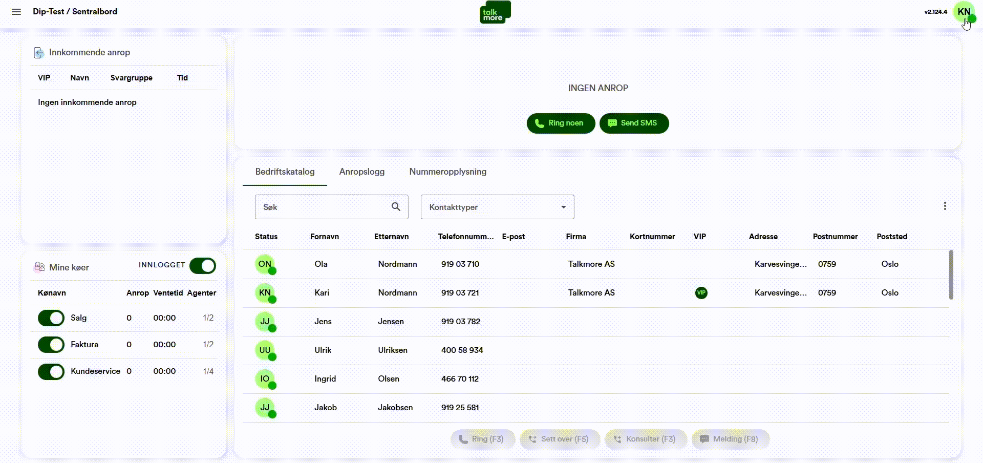 Gif av web-basert sentralbord