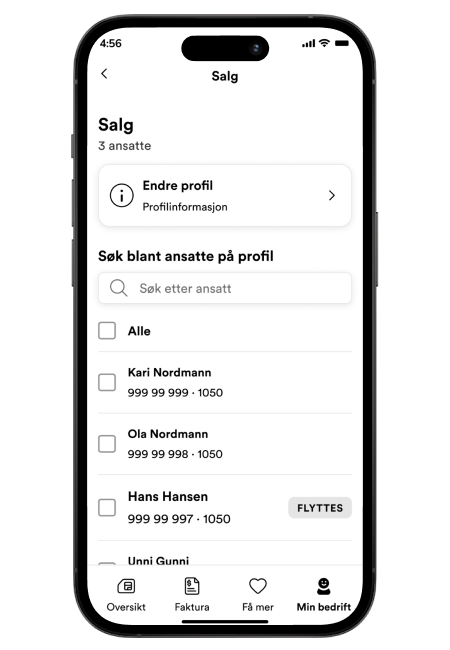 Bilde av profil-siden for Fakturakontroll